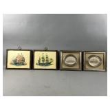 Vintage Framed and Plaque Wall Decor of Ships