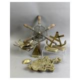 Ship Steering Wheel & Brass Nautical-Themed Decor
