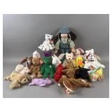 Vintage Doll & Assorted Beanie Baby Plush Toys