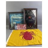 Vtg Beer Advertising Frames, License Plate, & More