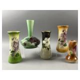 Vtg Hand-painted Bristol Milk Glass Vase & More