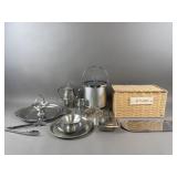 Vtg Pewter & Stainless Steel Kitchen Set & More