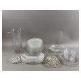 Clear Pressed Glass Set - Pitcher, Plates & More