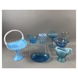 Vtg Blue Glass Lot - Kanawha & Indiana Glass Co.