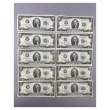 10-US Two Dollar Bills