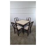 Wood and Cream Vintage Folding Table w/ Chairs