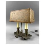 Antique Twin Candle Brass Desk Lamp