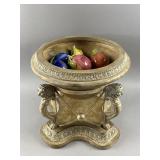 Neoclassical Centerpiece Bowl & Ceramic Fruit