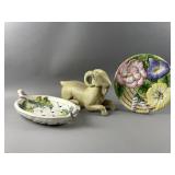 Ram Sculpture, Ceramic Botanical Platter & More