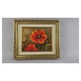Signed Botanical Oil Painting in Gold Gilt Frame