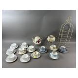 Vintage Tea Cups & Saucers, Tea Pots and Rack