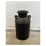 Vtg Black Metal Milk Can