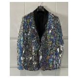 Menï¿½s Silver Holographic Laser Sequin Blazer