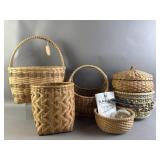 Lot of Woven Baskets & More