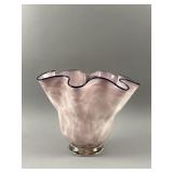 Hand Blown Art Glass Ruffle Bowl