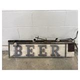 Vtg Dual Sided Wooden Light Up Beer Sign