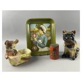 Vintage Chalkware French Bulldog Figurine & More