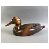 Signed Handcrafted Wooden Duck Decoy