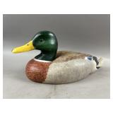 Hand-Carved Painted Wooden Duck Figurine