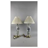 Moorcraft Style Asian Botanical Ceramic Lamp Pair