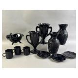 Vtg Black Amethyst Glass