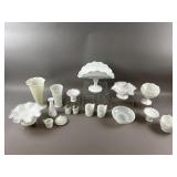Vintage Milk Glass Tableware and Decor Lot