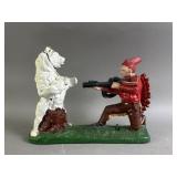 Vtg Cast Iron Indian Shooting Bear Mechanical Bank