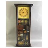 Vtg Wooden Wall Clock Cabinet