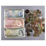 Assorted Works Foreign Coins & Bills