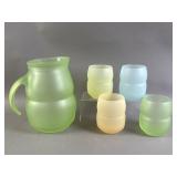 Vintage Frosted Satin Pitcher & Glasses