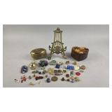 Puzzle Box, Jewelery Box, Easel, and Various Pins