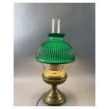 Vtg Electrified Brass Oil Lamp