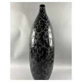 Large Vtg Black Ceramic Decorative Vase