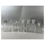 Vintage Clear Glass Liquor Bottles and Decanters