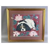 Framed Dog Needlepoint Artwork
