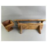 2 Wooden Shelves & Pedestal