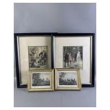 Framed Vtg English Genre & Equestrian Prints