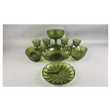 Green Glass Serving Dishes