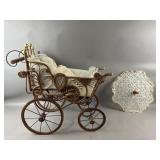 Vintage Victorian-Style Wicker Doll Buggy