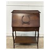 Antq Drop-Front Wood Secretary Desk