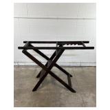Vtg Dark Wood Folding X Frame Tray