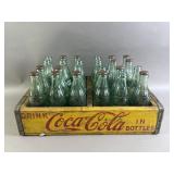 Vtg Set of Coca Cola Bottles & Wooden Crate