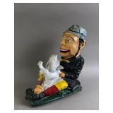 Vtg Cast Iron Paddy & Pig Mechanical Coin Bank