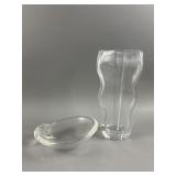 Signed Stuvon & Hoya Crystal Dish and Vase