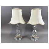 (2) Vtg Leviton 3 Tier Pressed Glass Lamps