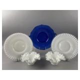 Vtg Fenton Milk Glass Ruffled Bowls & More