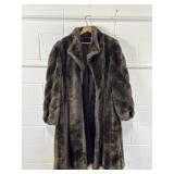 Vtg Full Length Faux Fur Coat