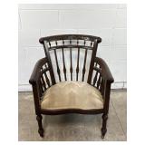 Antq Mahogany Barrel Back Armchair