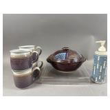 Glazed Ceramic Coffee Mugs, Hand Thrown Pot & More