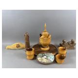 Vintage Wooden Cups, Tie Rack & More
